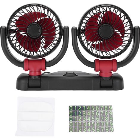 Ventilateur voiture 2 vitesses réglable silencieux – Refroidissement portable double tête rotatif véhicule berline SUV camping-car DC24V (1/5)