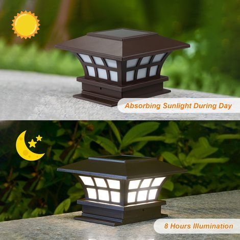 1W Solar Powered LED Garden Yard Bollard Pillar Light Outdoor Lamp with Built-in Sensitive Control, 600mAh High Capacity Rechargeable Cell, IP55 Water Resistant (1/5)