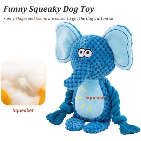 Jouet interactif éléphant pour chien – Jouet couineur résistant, jouet à mâcher sans danger pour chiots et chiens de petite et moyenne taille (1/3)