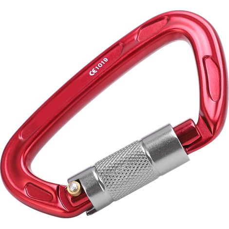 Cadenas de Sécurité D-Type Antidérapant pour Escalade et Alpinisme Extérieur (Rouge)
