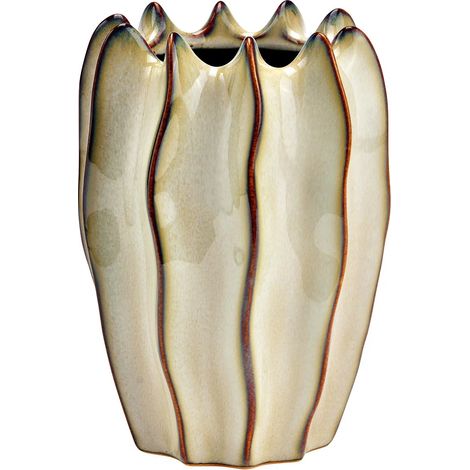Vase ondulée Design beige 12x17x12cm (1/3)