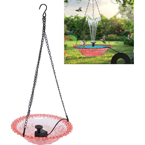 Fuente para pájaros de plástico blanco para uso exterior, alimentada por USB, 360 g, 23,5 cm, juego de fuente.