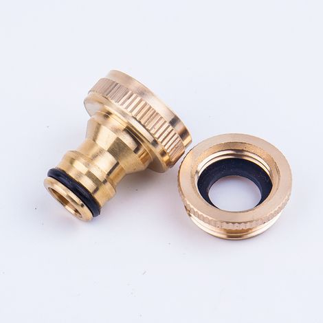 SHINING HOUSE Connecteur de Robinet en Laiton Jardin, 1/2 Pouce et 3/4 Pouce 2-en-1 Adaptateur Femelle à Fente pour raccords de tuyau d'arrosage, adaptateur de robinet fileté d'eau (1/3)