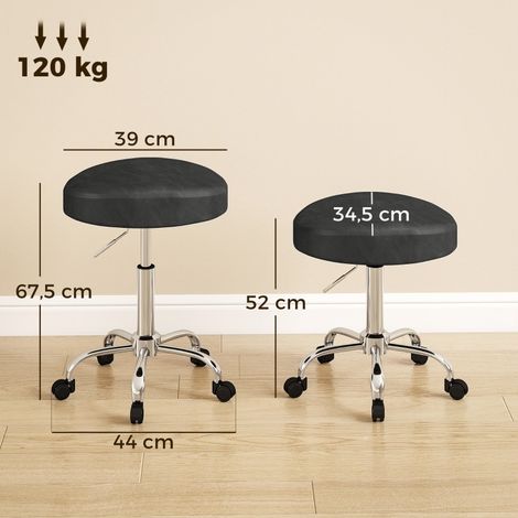 Tabouret de maquillage pivotant en similicuir, siège de coiffeur réglable en hauteur, tabouret d'esthétique à roulettes avec coussin rembourré (1/5)