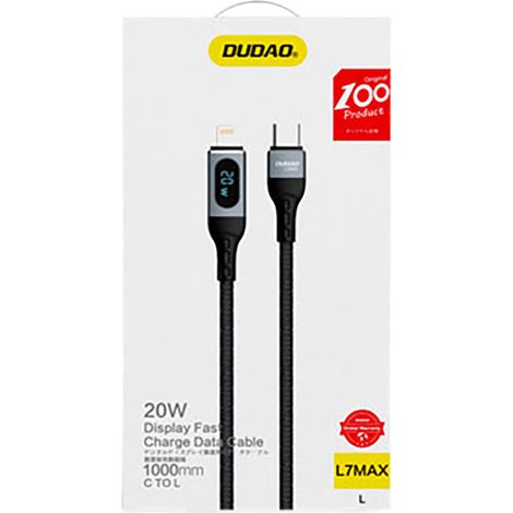 Cavo Dudao USB Type C - Lightning con ricarica rapida PD 20W 1m nero (L7MaxL) (1/5)