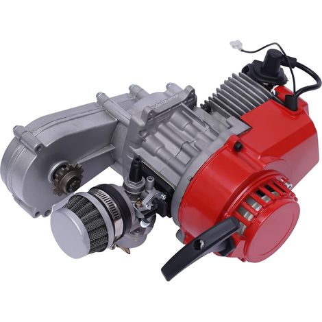49cc 2 Hub Motor, 3PS 1,7KW Benzinmotor 49ccm 2-Takt Engine Motor Mini Motor Pull Start Motor Pocket-Bike Motor Luftgekühlt Engine Motor Für ATV Go-Kart Dirt Bike Motorcycle Rot (1/5)