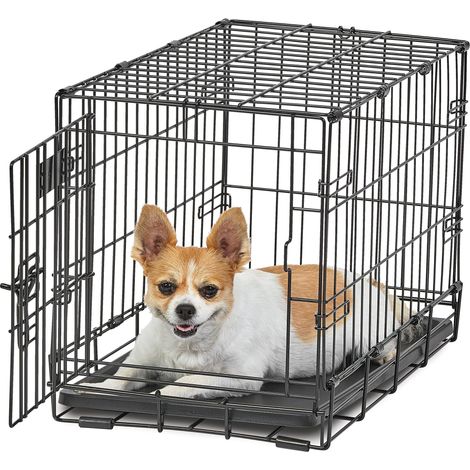 Cage Pliante pour Chien, modèle amélioré de Taille Moyenne à Double Porte en métal de 58,42 cm, Noir (1/5)