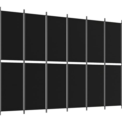 6-Panel Room Divider Black 300x220 cm Fabric vidaXL