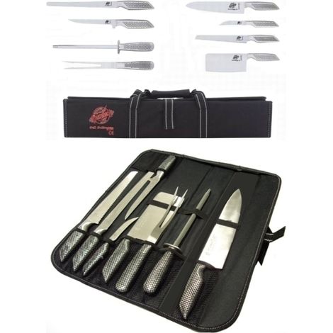 Coltelli/Coltello da cucina professionali in acciaio inox set 8 pezzi in custodia
