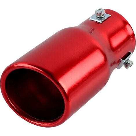 Silenciador de escape redondo rojo para coche, tubo recto de 63 mm, entrada de 2,5" (1/5)