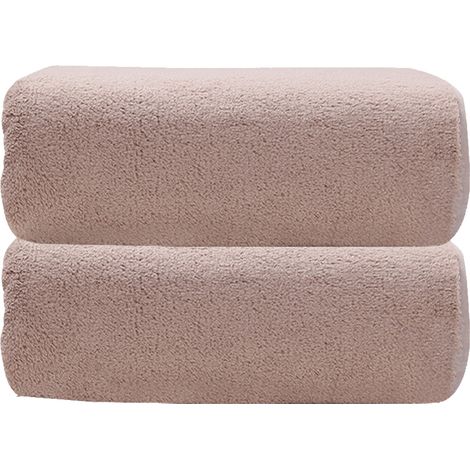 Lot de 2 serviettes de bain extra-larges (70 x 135 cm), séchage rapide, ultra-douces et absorbantes, marron clair