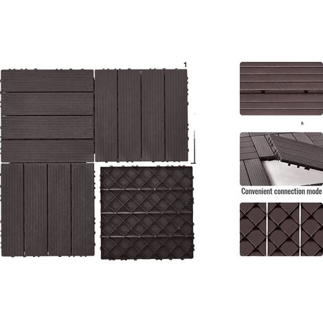 Dalles de terrasse emboîtables, étanches, antidérapantes, 54pcs Marron (1/2)