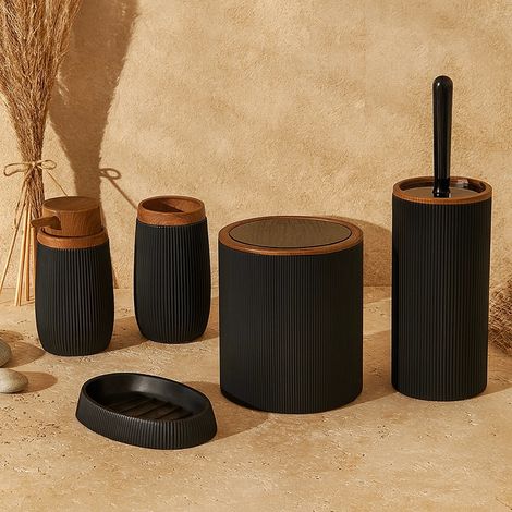 Exagonshop Set accessori bagno nero 5pz London