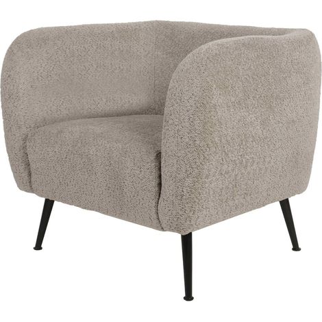Fauteuil buster vison doux en bois et métal design cosy - vison doux texturé (1/3)