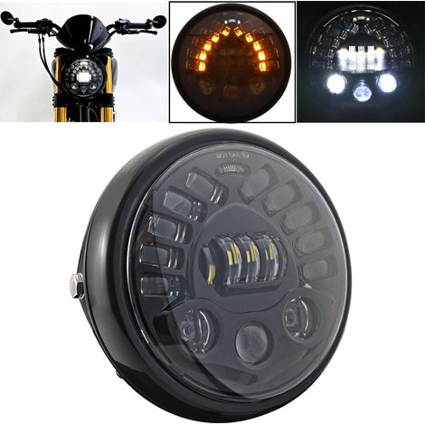 Pièces de modification pour moto : phare LED rétro, phare universel noir (1/5)
