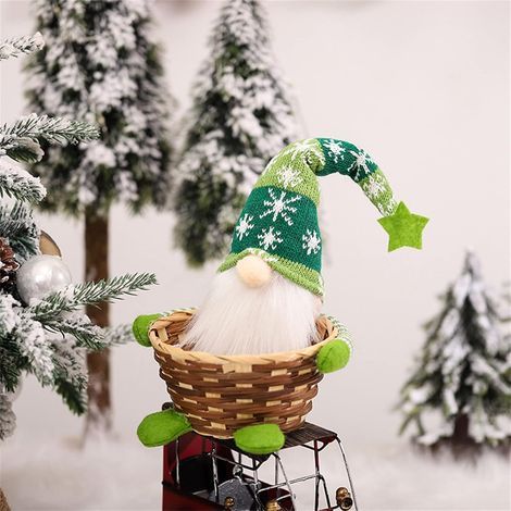 Panier de bonbons de Noël, nouveau panier de rangement de bonbons de poupée elfe de Noël Rudolph, jolie décoration de poupée sans visage, paniers de bonbons joyeux Noël, cadeau de Noël pour votre fami (1/5)