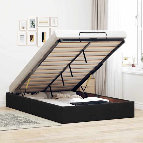 Cadre de lit ottoman sans matelas-Structure de lit noir 120x190 cm velours (1/5)