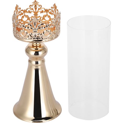 Porte-bougie en fer forgé verre, style européen doré, décoration de mariage élégante (1/5)