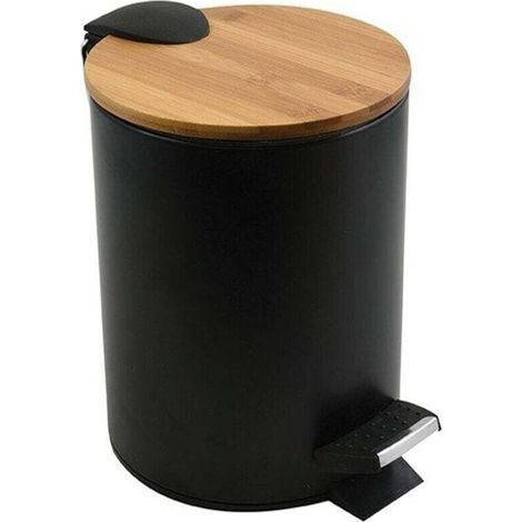 SANS MARQUE Poubelle de salle de bains SPIRELLA Adonis 3 litres noir bois (1/5)