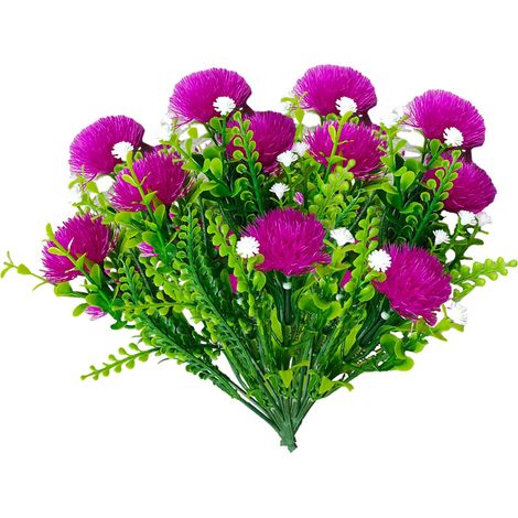 Lot de 4 plants de pissenlit artificiels, fleurs en plastique, arbustes, faux gazon, décorations de table pour mariage, intérieur et extérieur, maison et jardin. (1/5)