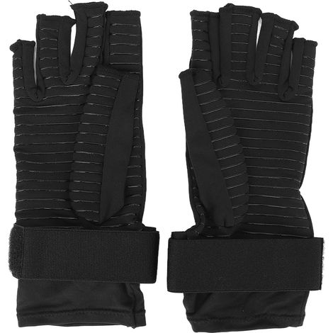 Gants de compression en fibre de cuivre, gants d'entraînement articulaire demi-doigts L (1/5)