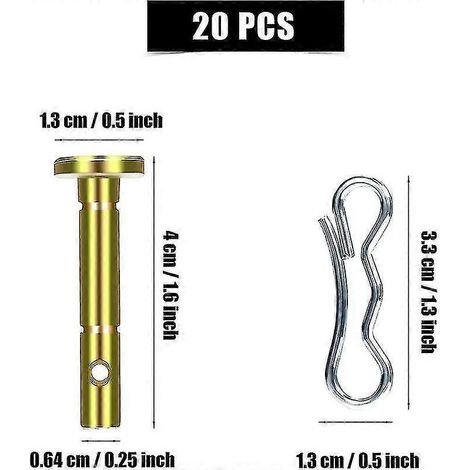 Lot de 20 goupilles de cisaillement et goupilles fendues pour souffleuses à neige, 20 pièces 738-04124 et 20 pièces 714-04040, pièces de rechange pour souffleuses à neige MTD, Cub Cadet et Troy-Bilt. (1/4)