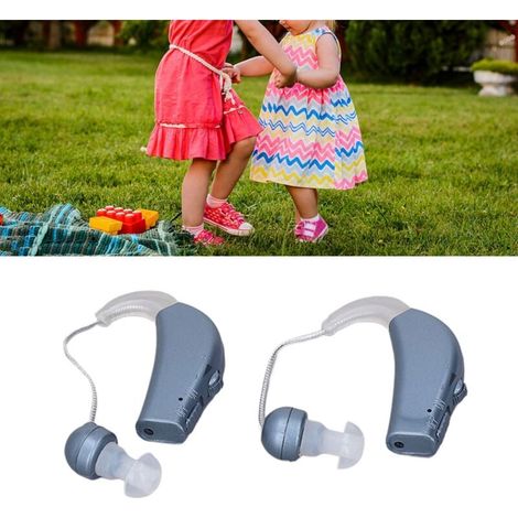Appareil Auditif Rechargeable 2 Pièces, Amplificateur Sonore avec Réduction de Bruit pour Adultes et Seniors, Bleu