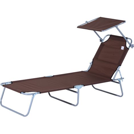 Chaise longue pliante , chaise longue de jardin avec pare-soleil, chaise longue avec dossier réglable en 4 positions, chaise longue de camping, supporte jusqu'à 120 kg, convient pour le jardin, le bal
