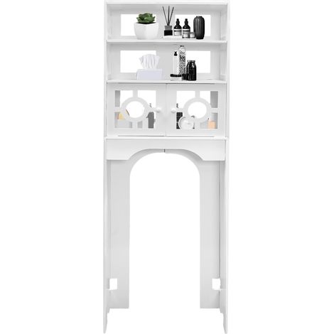 Étagère de toilette, étagère de salle de bain à 4 étages, meuble de toilettes, meuble de rangement autoportant, rangement au-dessus des toilettes, armoire haute, étagère peu encombrante