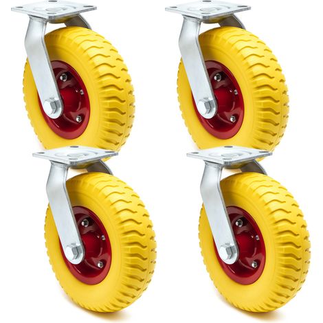 Wiltec – Roue pivotante increvable 220 mm – Capacité 100 kg – En PU pour chariots et meubles – Manœuvrabilité silencieuse – Plaque de montage robuste (1/5)