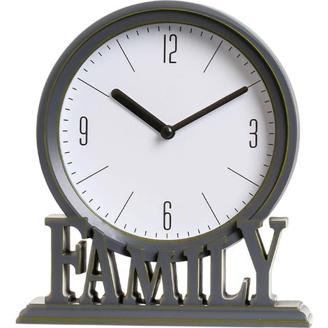 Graue Tischuhr für die ganze Familie – geräuschlos – gut ablesbar – für Badezimmer/Bauernhaus/Büro/Dachboden