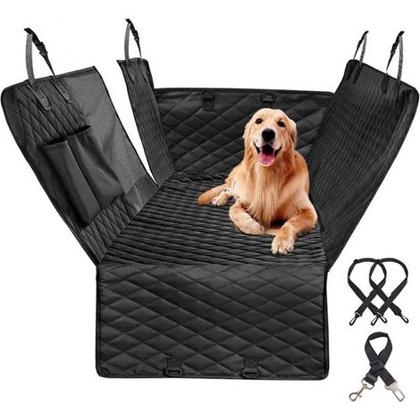 Couverture pour chien pour siège arrière de voiture, avec protection latérale et fenêtre de surveillance, résistante aux griffures et déperlante, tapis pour chien pour siège arrière de voiture, 143 x (1/5)