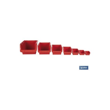 COFAN gaveta roja 390 x 240 x 180 mm , Gaveta apilable, disponible en color rojo, para guardar elementos. Cuenta con una gran apertura para crear un acceso más fácil al contenido.