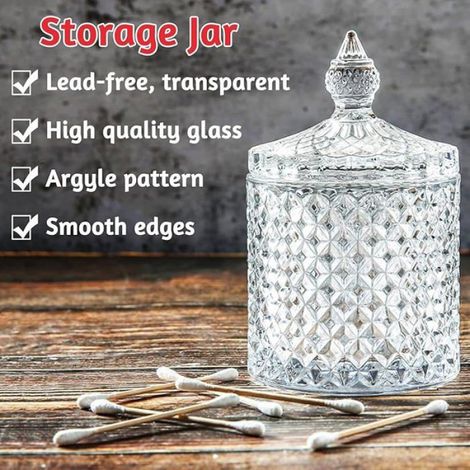 Lot de 2 bocaux à bonbons en verre transparent avec couvercles - 300 ml DISTRIBUTEUR DE BONBONS (1/5)