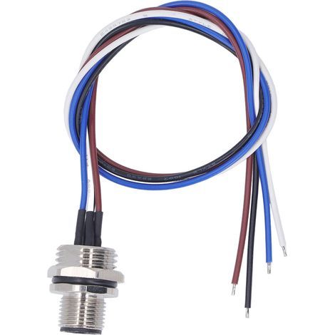 Câble de prise M12 à 4 broches, montage sur panneau, prise d'alimentation, filetage M16x1, 5, étanche IP67, 250VAC 250VDC, 300mm (1/5)