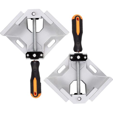 2 Pcs Serre Joint Angle 90 °, Etau D'angle Alliage d'Aluminium, Pince de Soudage d'angle avec mâchoire pivotante réglable, pour Outils Menuisier, Soudage de Charpentier (Gris)