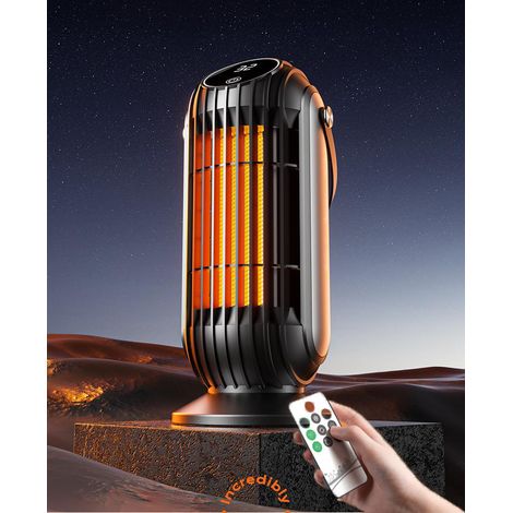 Chauffage céramique 1500 W avec télécommande, adapté aux bureaux et salles de bain, avec protection contre la surchauffe et le basculement (1/5)