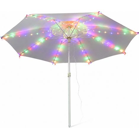 Guirlande LED Solaire Multicolore pour Parasol de Jardin, 104 LED avec Télécommande (1/5)