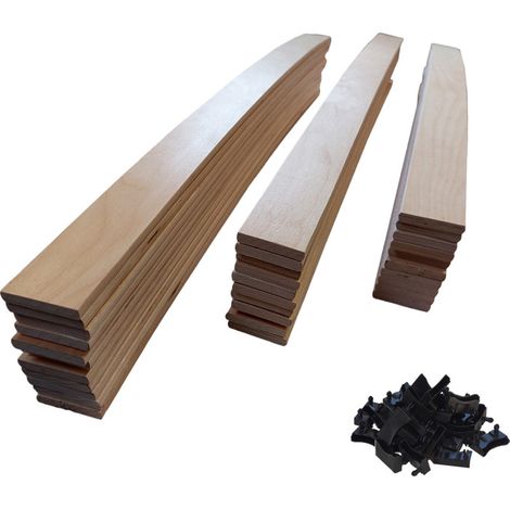 Lot de 30 lattes + embouts pour sommier et lit 780x48x8 mm Bois hêtre durable - 7 plis Remplacement - Rechange - Renfort pour sommier / bz / clic clac / canapé