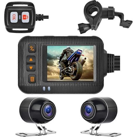 Caméra embarquée DVR 1080p pour moto, application Wi-Fi, enregistreur de conduite avant et arrière 2 pouces pour moto électrique et vélo. (1/5)