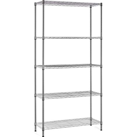 Étagère métallique décorative en Acier chromé et 5 étagères, 180 x 90 x 35 cm (1/5)