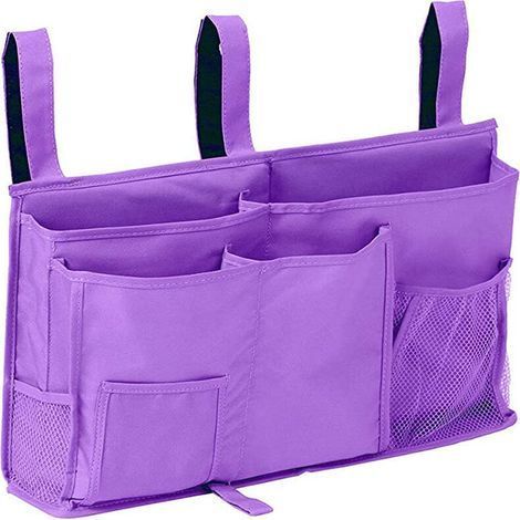 1 Bunk Bed Storage Bag(Purple), Hanging Bed Storage Bag, 8 Pockets, for College Dorm Bed, Hospital Bed, Baby Crib Bars, 600D Cloth (1/5)