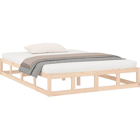 Cadre de lit sans matelas 135x190 cm bois massif vidaXL (1/5)