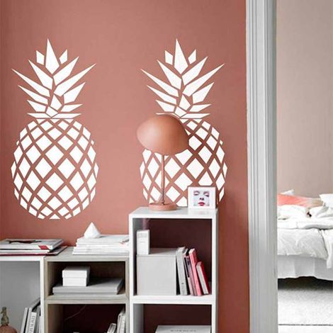 Stickers muraux amovibles ananas pour la décoration de la maison ou du dortoir (blanc, S) (1/5)