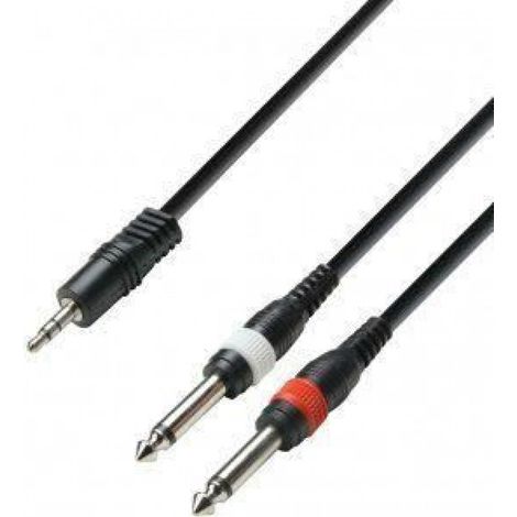 Câble Audio Jack 3,5 mm Vers 2 x Jack 6,3 mm - 6 M - Stéréo Vers Mono (1/2)