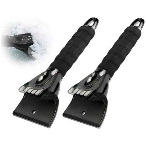 Grattoir à Glace pour Voiture, 2Pcs Grattoirs à Neige Voiture Plastique Glace Gratte avec Poignée Antidérapant raclette pour Fenêtre, Verre, Porte de Douche, Pare-Brise de Voiture, Noir (1/4)