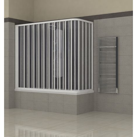 Box doccia per Vasca a Soffietto in PVC Angolare 2 Lati Sopravasca Pieghevole - Misura 70x160