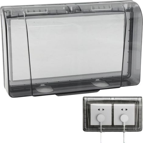 QAZQA Couvercle Prise Courant Etanche Extérieures - 86 Murales éTanches Interrupteur à 2 Voies Anti PoussièRe Pour Salle De Bain, Maison, Extérieur, Noir Transparent, 20 X 12,4 X 4,5 Cm (1/5)