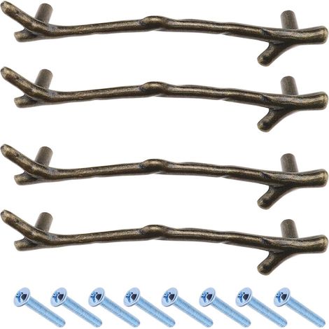 Tiradores de cajón con forma de rama de bronce, tiradores de puerta de armario con forma de rama, tiradores de aleación de zinc, piezas de repuesto para muebles del hogar (1/4)