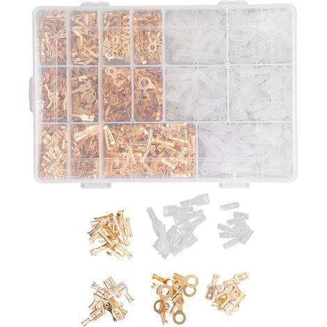 Lot de 1000 connecteurs à sertir mâles et femelles isolés, de 2,8 à 6,3 mm, finition or. (1/5)